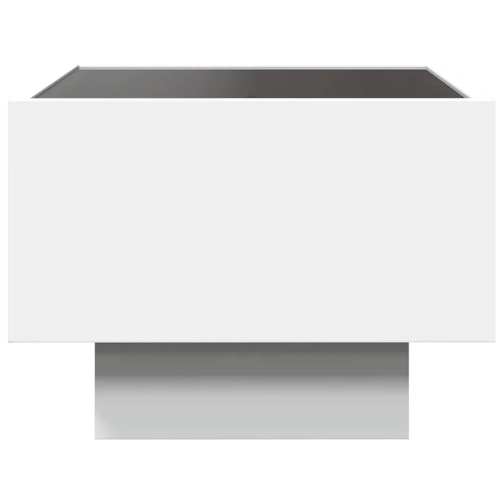 Side Table with LED White 40x40x30 cm Engineered Wood