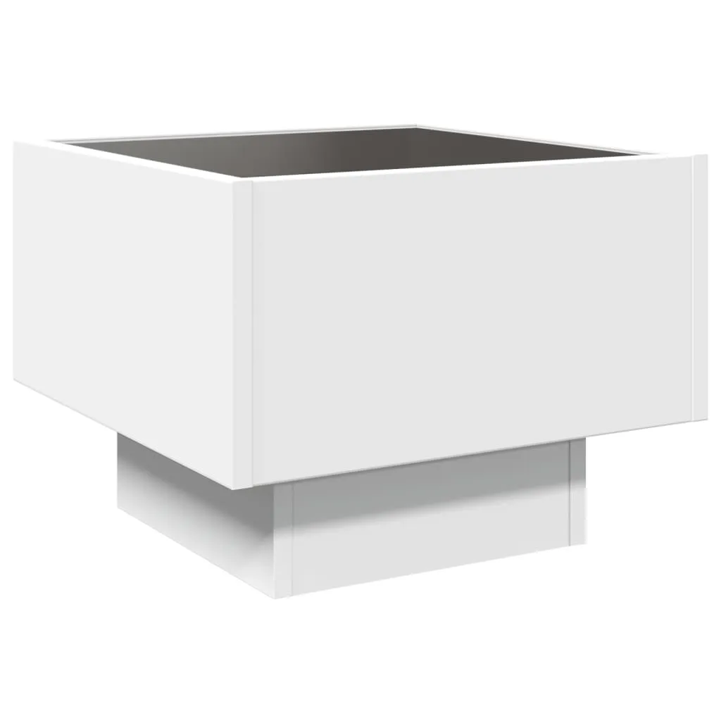Side Table with LED White 40x40x30 cm Engineered Wood