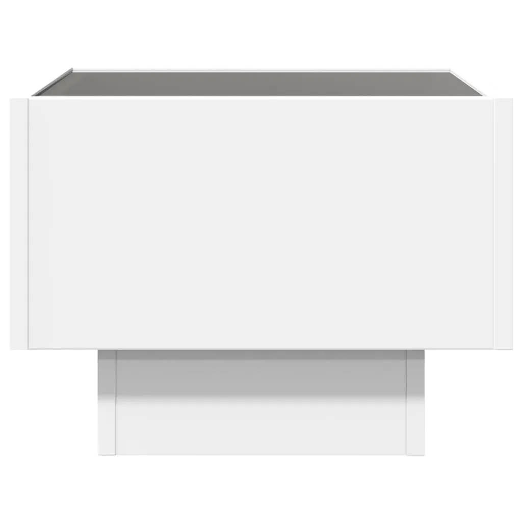 Side Table with LED White 40x40x30 cm Engineered Wood