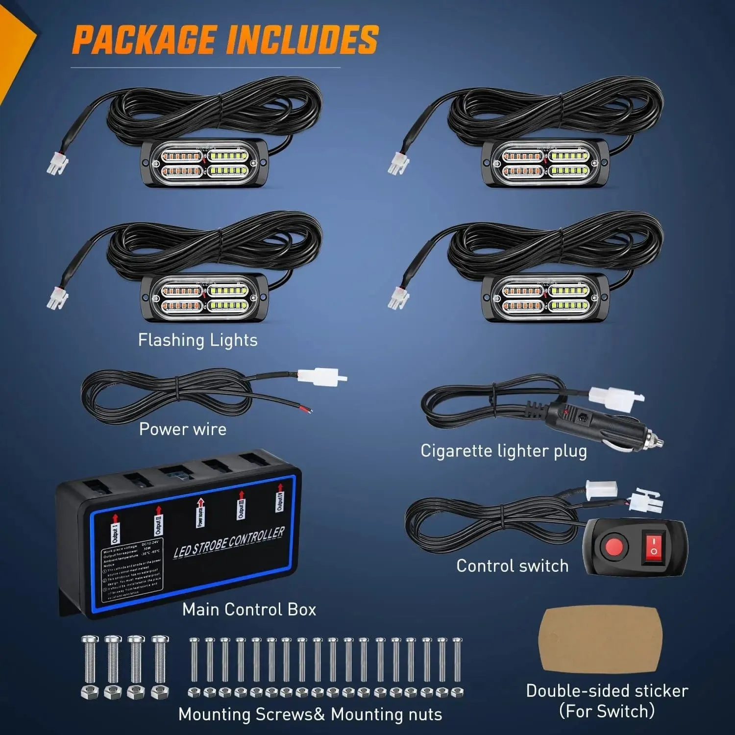 Surface Mount Led Strobe Light Kit (4 Pcs)
