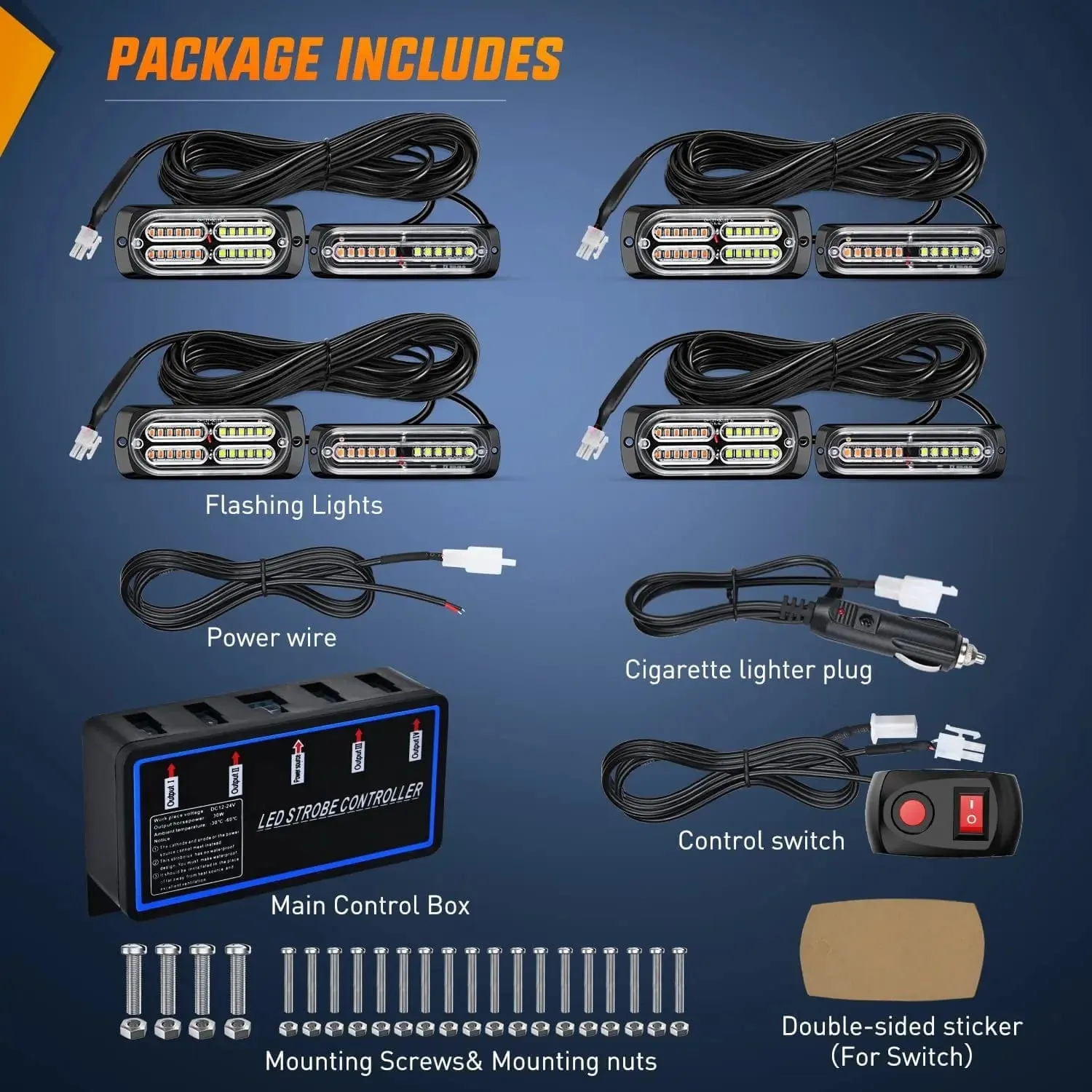 Surface Mount Led Strobe Light Kit (8 Pcs)