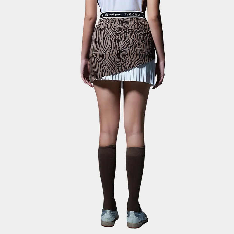 SVG Golf Pleated Skort Dark Brown Zebra Pattern