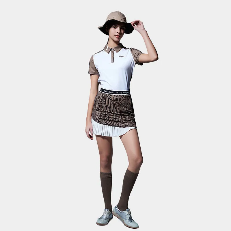 SVG Golf Pleated Skort Dark Brown Zebra Pattern