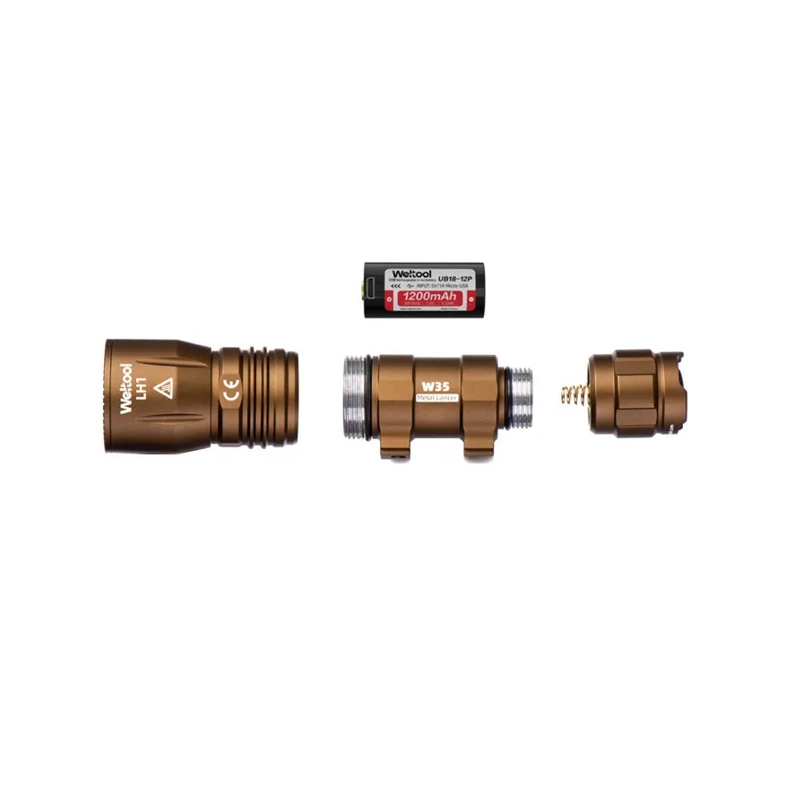 Weltool W35A Rail Mount Tactical Flashlight 86000 Candela 1 * 18350 USB Rechareable Battery - FDE