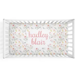 Winnie's Wildflowers Personalized Crib Sheet