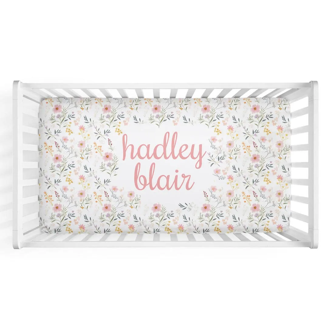 Winnie's Wildflowers Personalized Crib Sheet