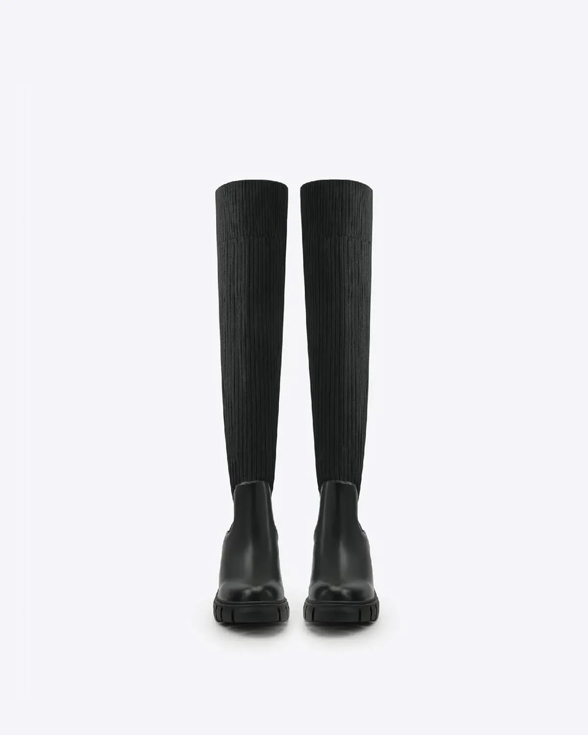Womens Over Knee Boots Thigh High Stretch Knitted Socks Chunky Block Heel Boots