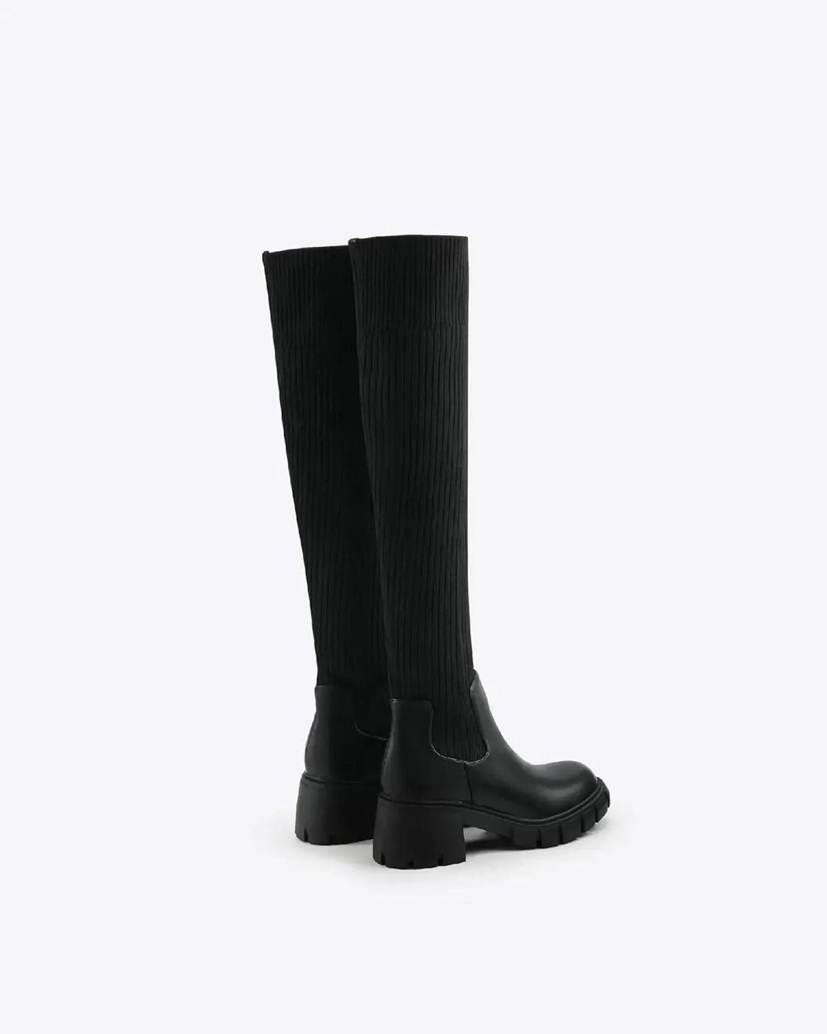 Womens Over Knee Boots Thigh High Stretch Knitted Socks Chunky Block Heel Boots